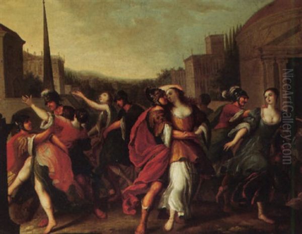 The Rape Of The Sabine Women Oil Painting by Johann Heinrich Schoenfeldt