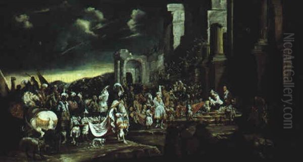 Die Anbetung Der Konige Oil Painting by Johann Heinrich Schoenfeldt