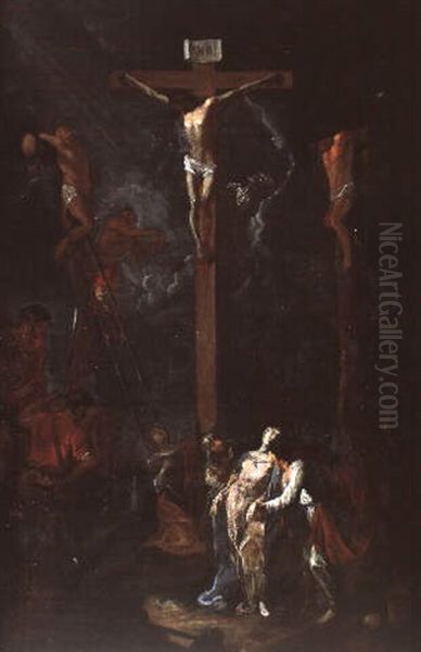 La Crucifixion Oil Painting by Johann Heinrich Schoenfeldt