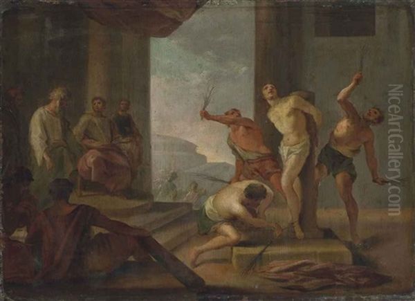 The Flagellation Of Christ Oil Painting by Jacob Schonfelt