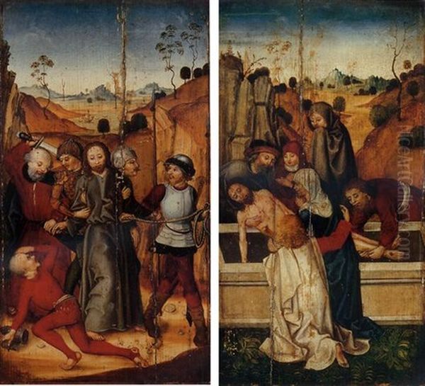 Wing Of An Altarpiece: The Arrest Of Christ Oil Painting by Ludwig Schongauer