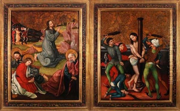 Christus Am Olberg (+ Geisselung Christi; 2 Works) Oil Painting by Martin Schongauer