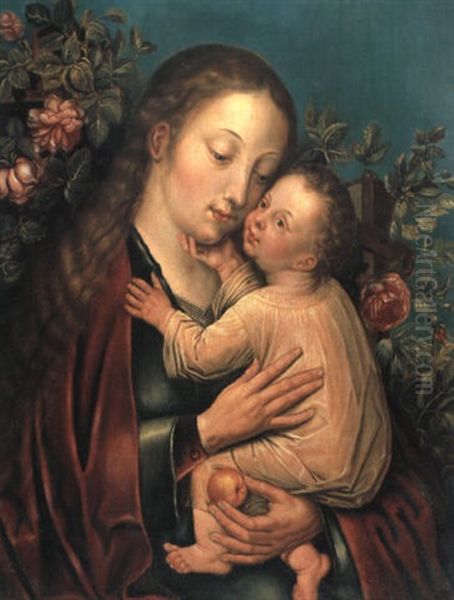 Maria Mit Dem Kind Im Rosenhaag Oil Painting by Martin Schongauer