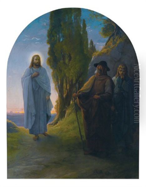 Quo Vadis?, Christus Auf Dem Weg Nach Emmaus Oil Painting by Karl Schoenherr