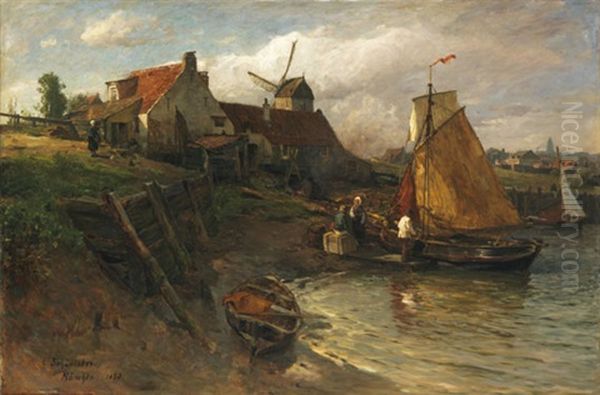 Sommer An Der Hollandischen Kuste Oil Painting by Gustav Schoenleber