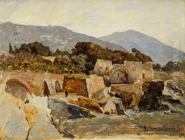 Capolungo Riviera Oil Painting by Gustav Schoenleber