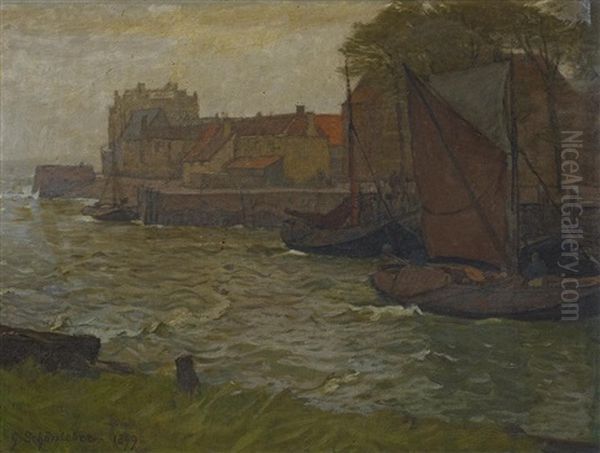 Im Hafen Von Veere Oil Painting by Gustav Schoenleber