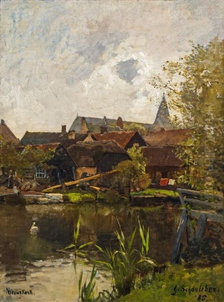 Motiv Aus Nieuwekerk Oil Painting by Gustav Schoenleber