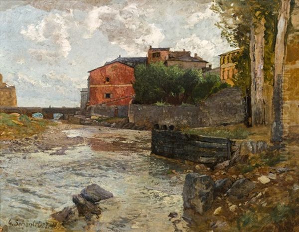 Bucht Von Rapallo Oil Painting by Gustav Schoenleber