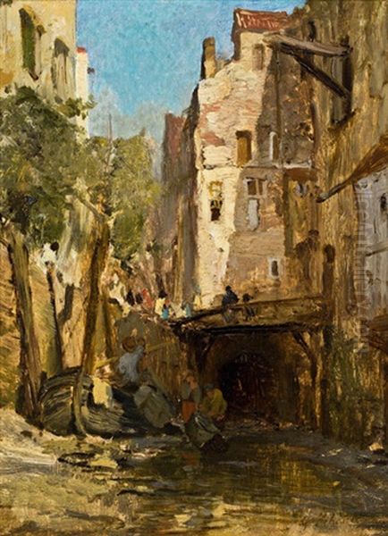 Alter Stadtwinkel Oil Painting by Gustav Schoenleber