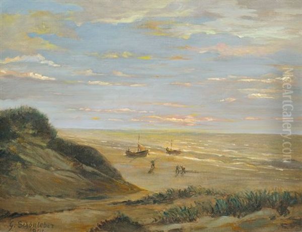 Spatabend Am Strand Oil Painting by Gustav Schoenleber