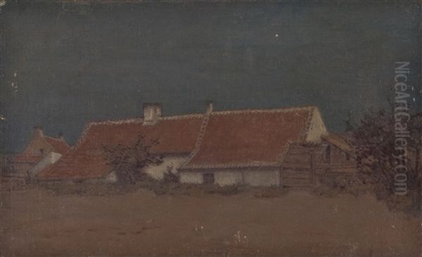 Gehoft Mit Stallen Oil Painting by Gustav Schoenleber