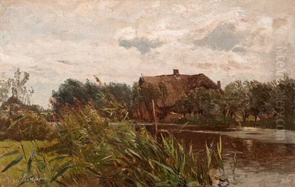 Hollandische Landschaft Oil Painting by Gustav Schoenleber