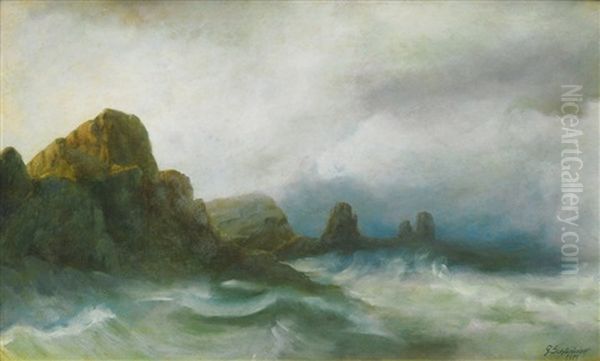 Felsenkuste Oil Painting by Gustav Schoenleber