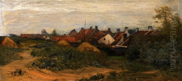 Blick Auf La Penne In Belgien Nahe Der Franzosischen Grenze Oil Painting by Gustav Schoenleber