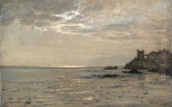 Kustenlandschaft Bei Nervi Oil Painting by Gustav Schoenleber