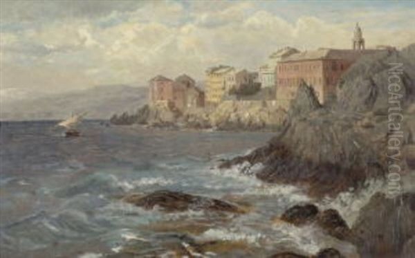 Die Kuste Bei Nervi Oil Painting by Gustav Schoenleber