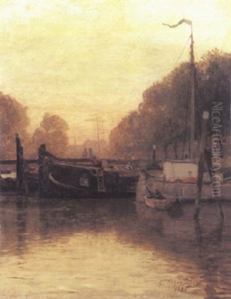 Dordrecht Oil Painting by Gustav Schoenleber