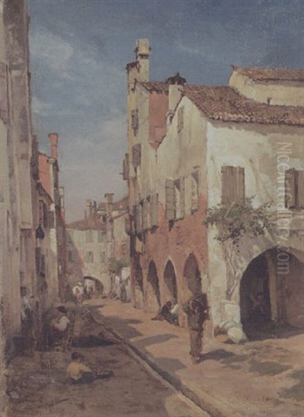 Italienischer Altstadt Im Sonnenlicht Oil Painting by Gustav Schoenleber