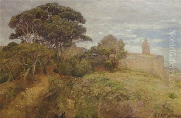 Villa Puma, Italy Oil Painting by Gustav Schoenleber