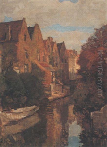 Kanal Bei Brugge Oil Painting by Gustav Schoenleber