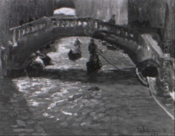 Ponte Dei Berettari In Venedig Oil Painting by Gustav Schoenleber