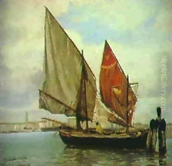 Venezianisches Fischerboot Oil Painting by Gustav Schoenleber