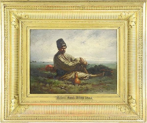 Sitting Man With A Pipe Oil Painting by Alois Schoenn