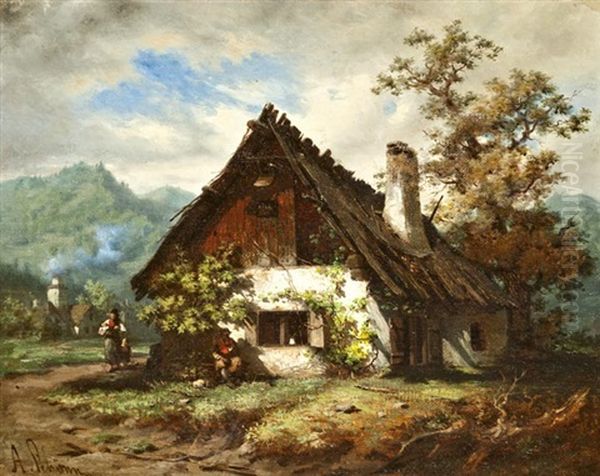 Alpesi Idill Oil Painting by Alois Schoenn