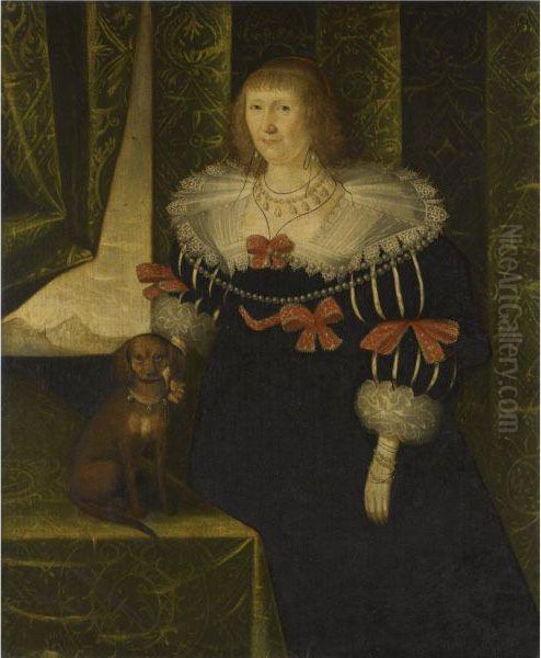 Portrait Of A Lady, Thought To Be Jane Danvers (circa 1610-1662),mrs George Herbert, Later Second Wife Of Sir Robert Cooke Oil Painting by Edward Bower