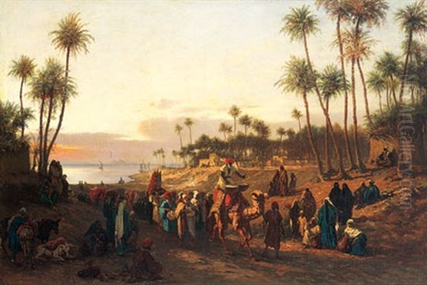 Marriage On The Nile Oil Painting by Alois Schoenn