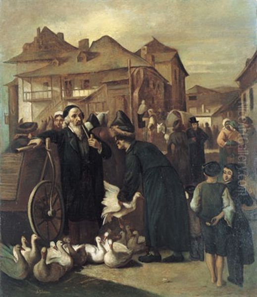 Ganse Markt In Krakow Oil Painting by Alois Schoenn