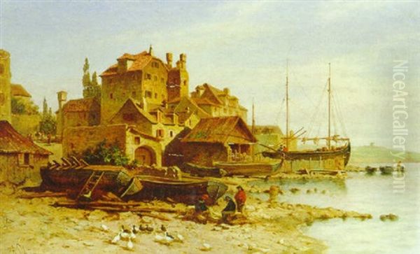 Italienische Riviera Oil Painting by Alois Schoenn