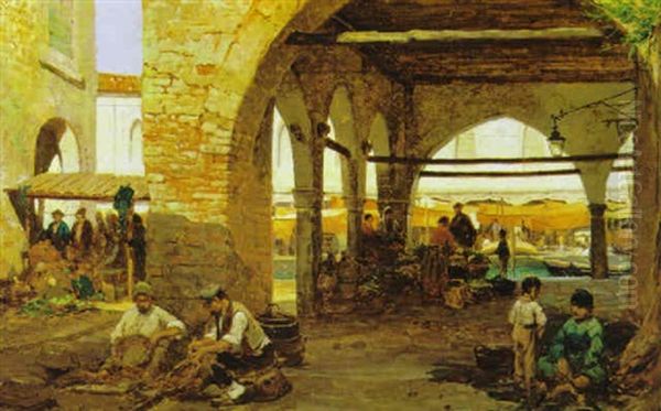 Markt In Venedig Oil Painting by Alois Schoenn