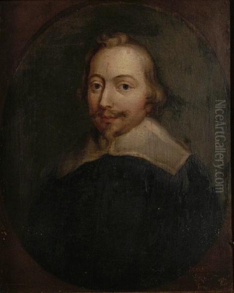 Portrait Of John Pym, Bust-length, In A Painted Oval Oil Painting by Edward Bower