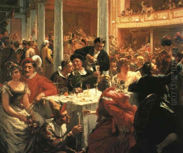 The Masked Ball Oil Painting by Alois Schoenn