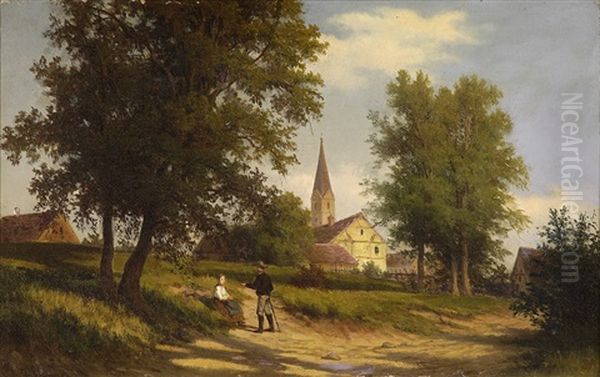 Sommertag Auf Dem Lande Oil Painting by Julius Schoenrock