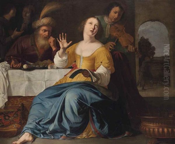 Esther And Mordecai by Aelbert Jansz van der Schoor