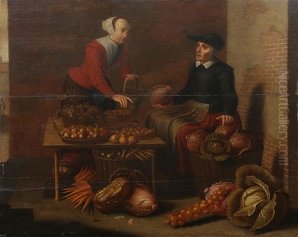 Scene De Marche Ou Le Garde-manger Oil Painting by Floris Gerritsz. van Schooten