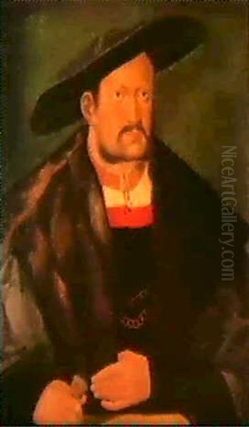 Blidnis Eines Herren Mit Pelzverbrametem Mantel Und Hut Oil Painting by Hans Schoepfer the Elder