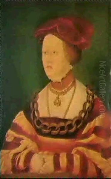 Bildnis Einer Dame Mit Renaissanceschmuck Und-hut. Oil Painting by Hans Schoepfer the Elder