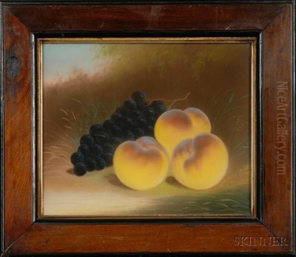 Still Life With Peaches And Grapes Oil Painting by John Bower