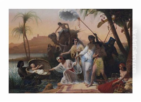 The Finding Of Moses Oil Painting by Heinrich Frederic Schopin