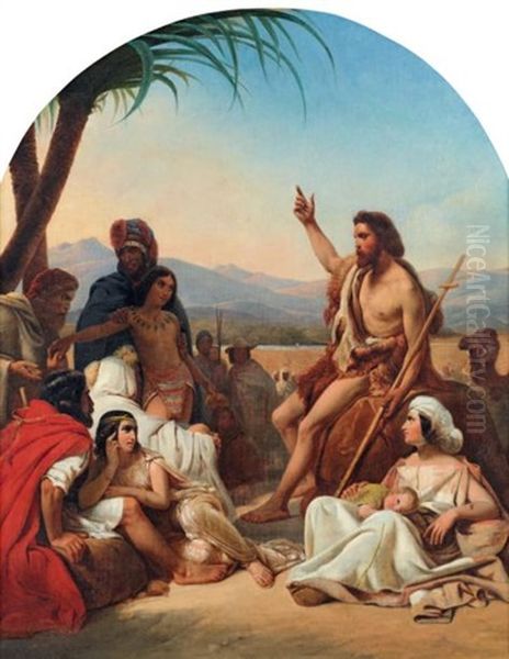 Predication De Saint-jean-baptiste Dans Le Desert Oil Painting by Heinrich Frederic Schopin