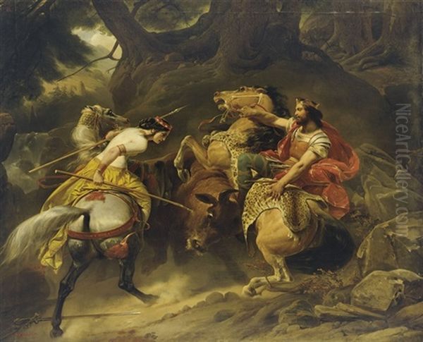 Charlemagne Et Hildegarde Oil Painting by Heinrich Frederic Schopin