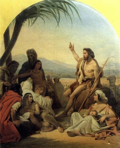 Saint Jean Baptiste Prechant Dans Le Desert Oil Painting by Heinrich Frederic Schopin