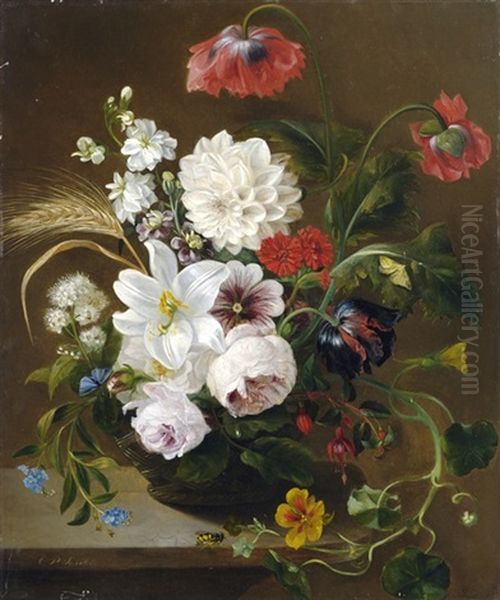 Prachtiges Stilleben Mit Sommerblumen Oil Painting by Christina Petronella Schotel