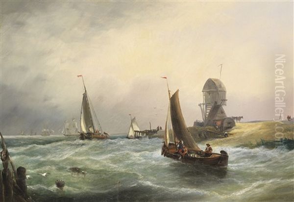 Sturmische See An Hollandischer Kuste Oil Painting by Johannes Christiaan Schotel