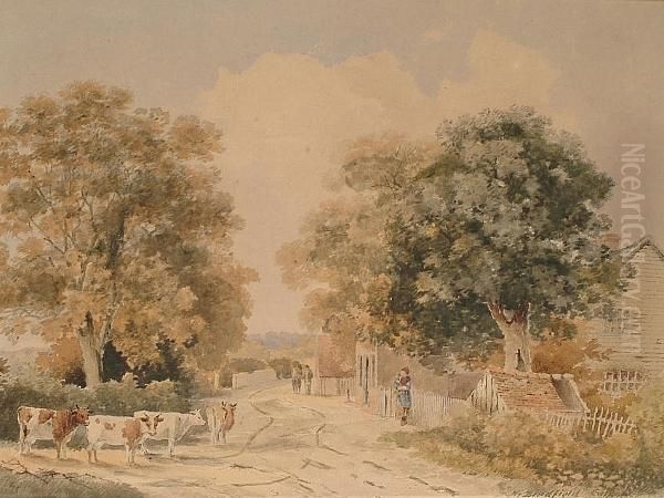 Near Linfield, Sussex Oil Painting by Albert Edward Bowers