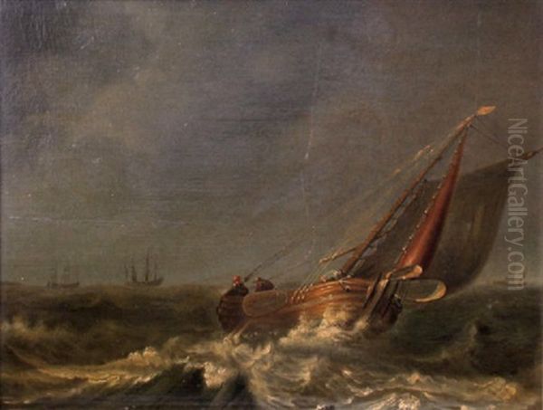 Fischerboot Auf Windgepeitschter See Oil Painting by Johannes Christiaan Schotel